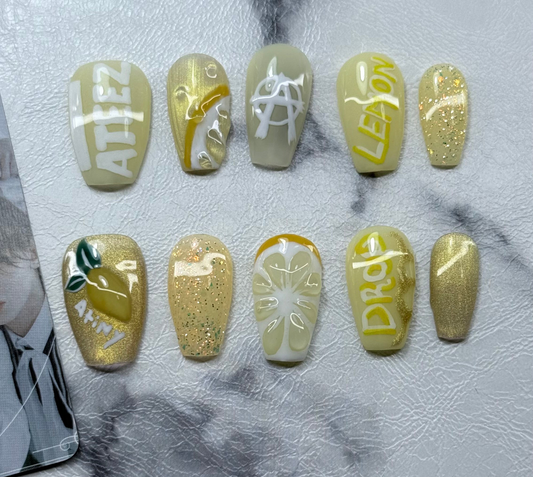 ATEEZ “Lemon Drop” Inspired – Limited Edition Press-On Nail Set